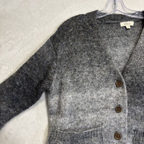 Elan Grey Ombré Cardigan Women's Size Small Relaxed Fit Pockets Buttons - Picture 6 of 14